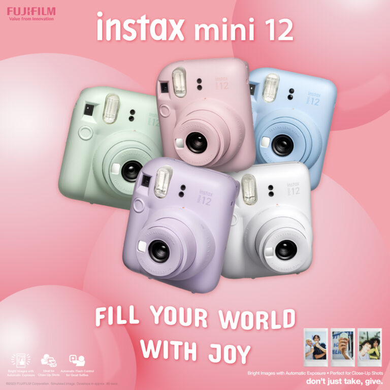 INSTAX mini 12 กล้องฟิล์มอินสแตนท์ ดีไซน์สวยโดดโด่นในโทนพาสเทลสดใส