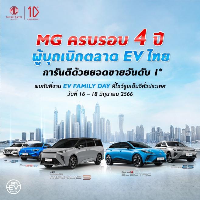 เอ็มจี จัดงาน EV FAMILY DAY ฉลอง 4 ปี ด้วยแคมเปญดอกเบี้ยพิเศษ และ เช็กรถยนต์ไฟฟ้าฟรีทั่วประเทศ