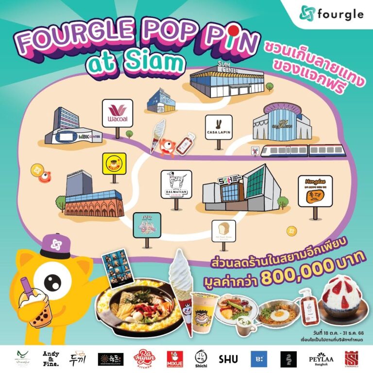 Fourgle เปิดตัวฟีเจอร์ใหม่ Trips ออกแคมเปญ FOURGLE POP PIN AT SIAM เก็บลายแทงของแจกฟรีที่สยาม มูลค่ากว่า 800,000 บาท