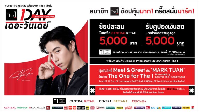 The 1 จัดงาน “The 1 Day” The 1 แห่งชาติ 2024 ผนึกกำลังทั้งกลุ่มเซ็นทรัล และบัตรเครดิต เซ็นทรัล เดอะวัน มอบที่สุดแห่งปรากฏการณ์ช้อป-ฟินเพื่อสมาชิก The 1 เท่านั้น