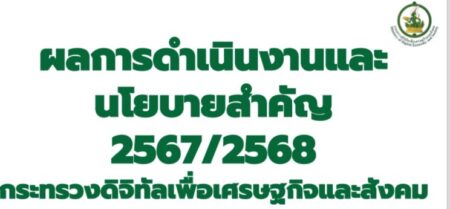 DE โชว์ผลงาน 1 ปี 8 ภาระกิจ สานต่อนโยบาย สร้างเศรษฐกิจ-สังคมดิจิทัลอย่างเท่าเทียม