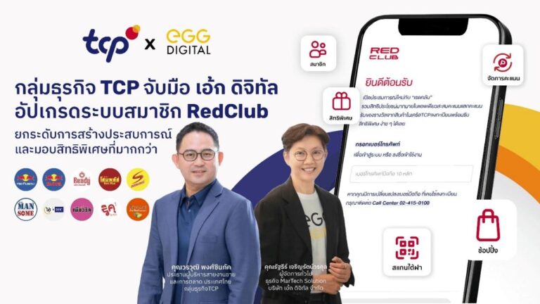 “กลุ่มธุรกิจ TCP” จับมือ “EGG Digital” ยกระดับระบบสมาชิก RedClub การออกแบบบริการและสิทธิพิเศษที่ตรงใจลูกค้าเฉพาะบุคคล พร้อมเชื่อมต่อทุกผลิตภัณฑ์ในเครือ ครบวงจรในแพลตฟอร์มเดียว